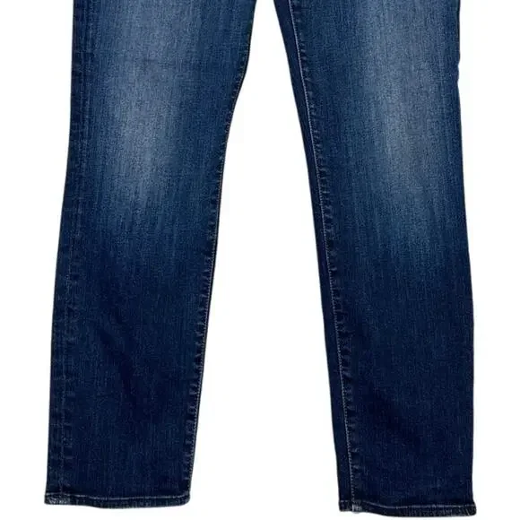 7 For All Mankind Straight Leg High Waist Josefina Cropped Jeans 29 Dark Blue - Picture 4 of 15